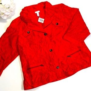 🆕 NWT Chico’s Crinkle Sheen Jacket, in Red
